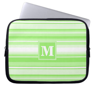 Monogram lime green stripes laptop sleeve