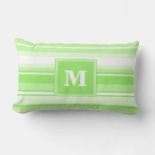 Monogram lime green stripes lumbar cushion