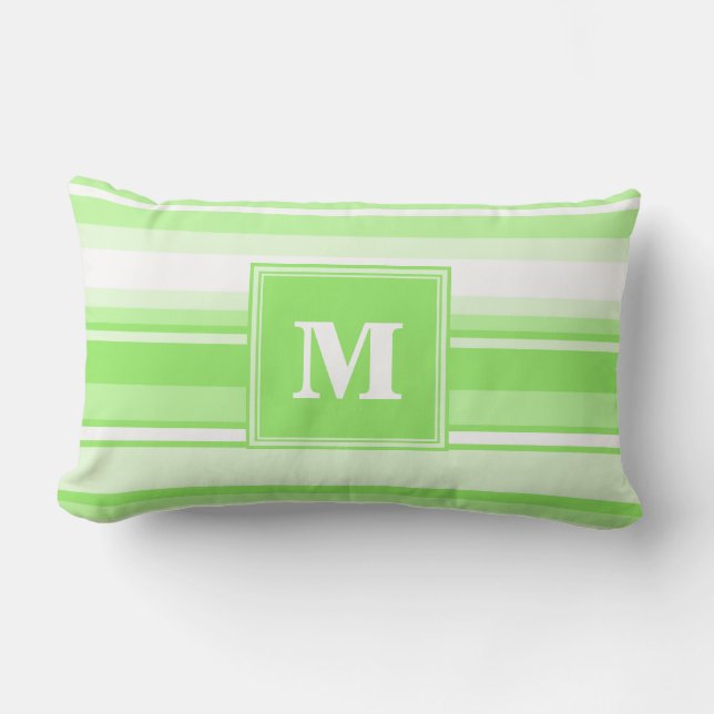 Monogram lime green stripes lumbar cushion (Front)