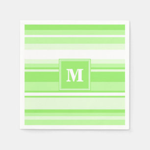 Monogram lime green stripes napkin