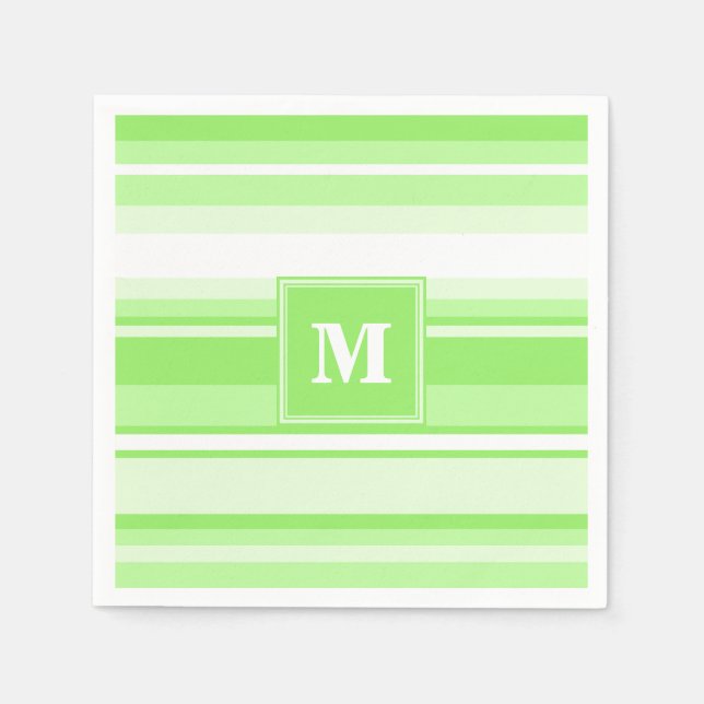 Monogram lime green stripes napkin (Front)