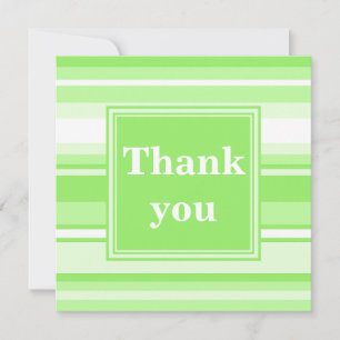 Monogram lime green stripes thank you card