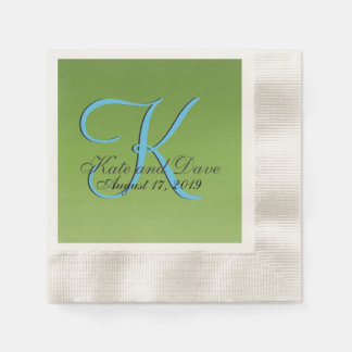 Monogram Lime Green Wedding Napkin