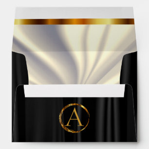 Monogram - Lined Off White Satin & Black Satin Envelopes