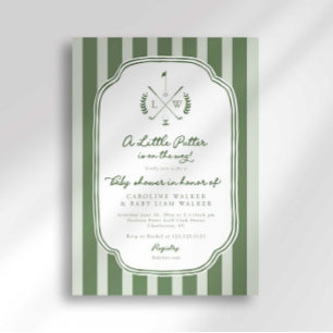 Monogram Little Putter on Way Golf Baby Shower Invitation