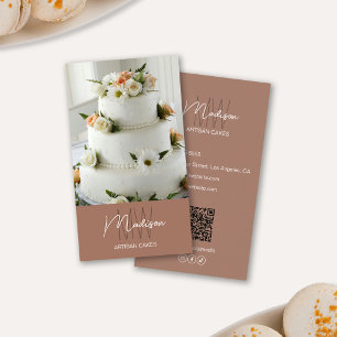 Monogram Logo Bakery Cake Brown Business Card