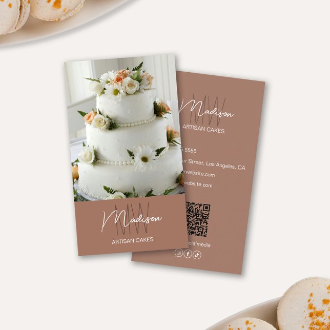 Monogram Logo Bakery Cake Brown Business Card (Monogram Logo Bakery Cake Brown Business Card)