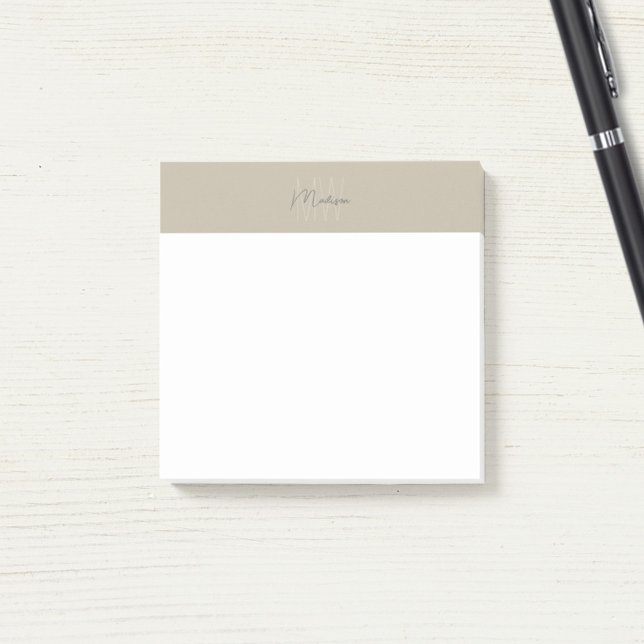Monogram Logo Beige Modern Minimalist Post-it Notes (Monogram Logo Beige Modern Minimalist Post-it Notes)