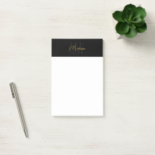 Monogram Logo Black and Gold Modern Minimalist Post-it Notes