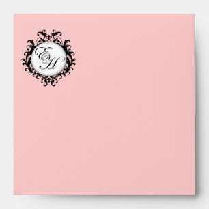 Monogram Logo Black Wedding Invitation Envelope