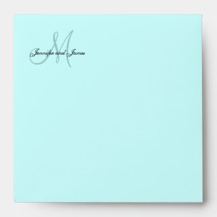 Monogram Logo Blue Wedding Invitation Envelope