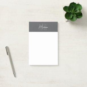 Monogram Logo Grey Modern Minimalist Post-it Notes