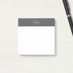 Monogram Logo Grey Modern Minimalist Post-it Notes