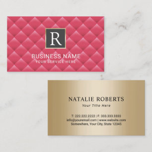 Monogram Logo Modern Pink & Gold Salon Spa Business Card