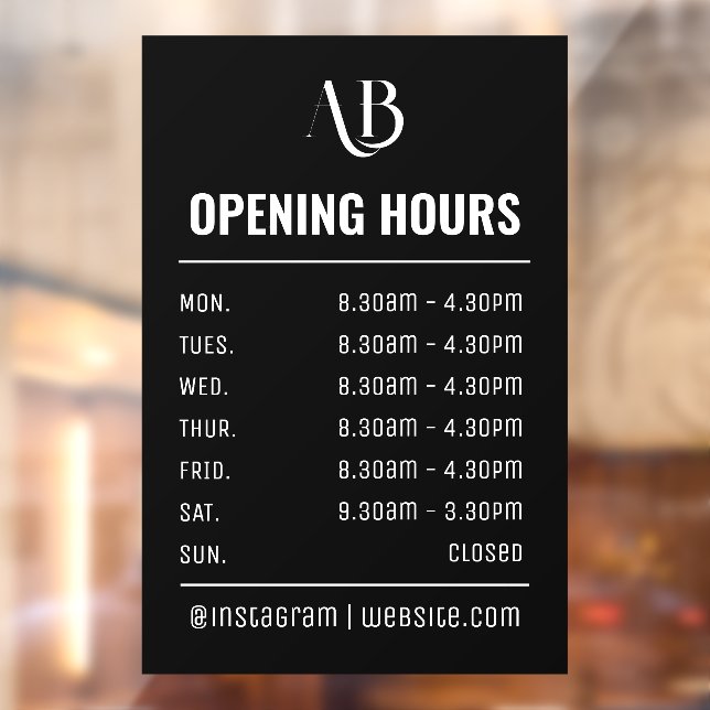 Monogram Logo Opening Times  (Sheet 2)