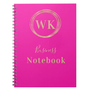 Monogram Logo Pink Gold Business Notes Notebook