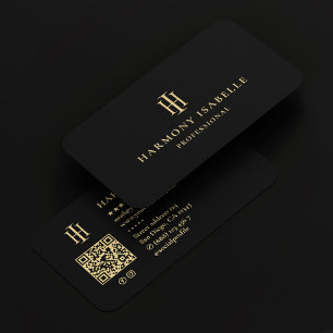 Monogram Logo Professional Elegant Black Law Firm Business Card
