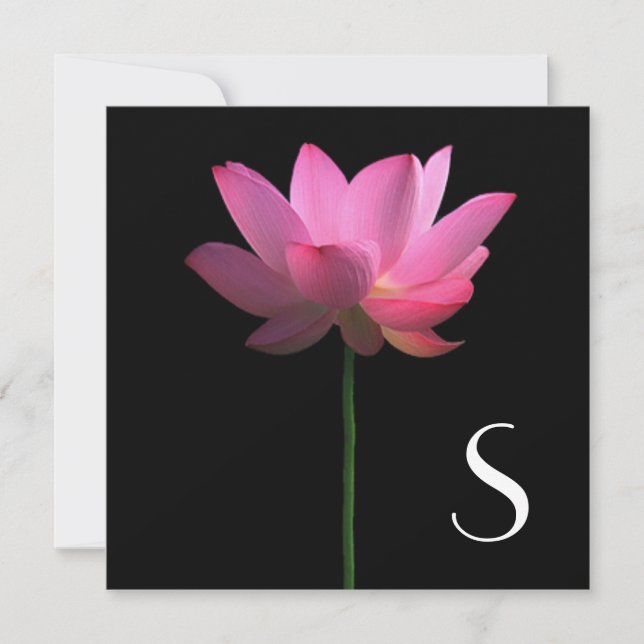 Monogram; Lotus Flower Wedding Invitation (Front)