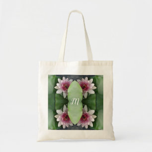 Monogram Lotus Flowers Personalised Tote Bag