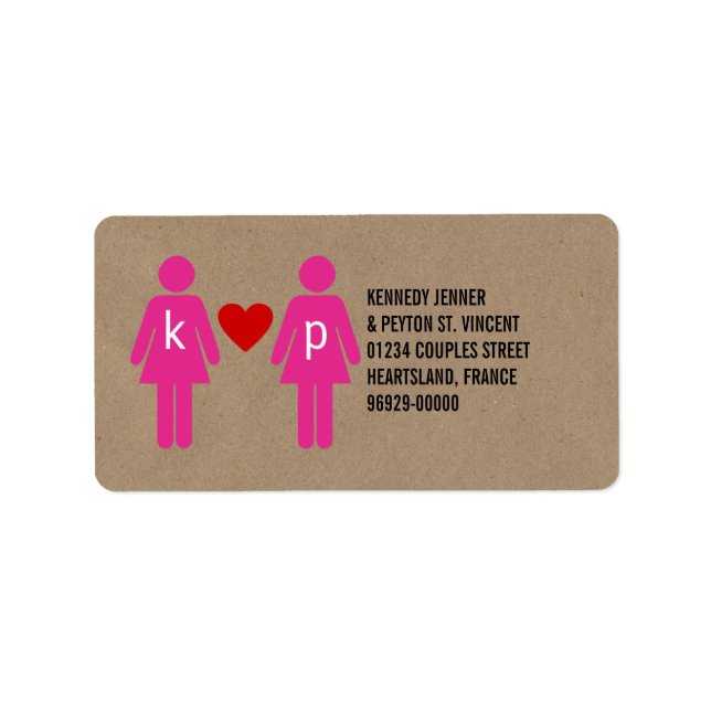 Monogram Love Couple Wedding Address Labels (Front)