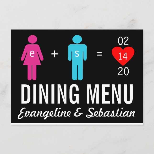 Monogram Love Couple Wedding Menu Cards (Front)