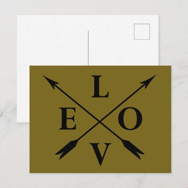 Monogram love holiday postcard (Front/Back)