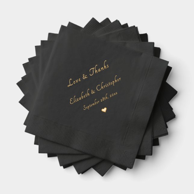 Monogram Love & Thanks Wedding Date Party Cocktail Foil Napkins (Insitu (Stacked))