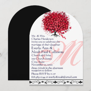Monogram Love Tree Square Wedding Invitation