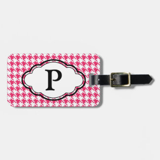 Monogram Luggage Tag - Houndstooth - Pink