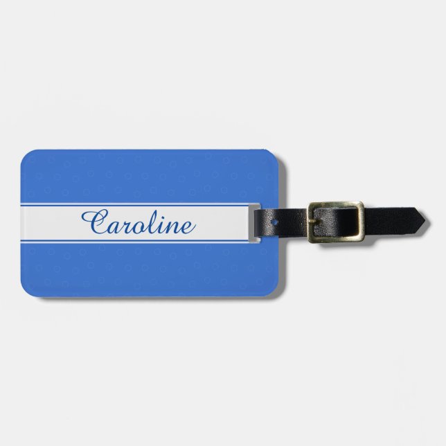Monogram Luggage Tag - Name Tag, Cool Blue (Front Horizontal)
