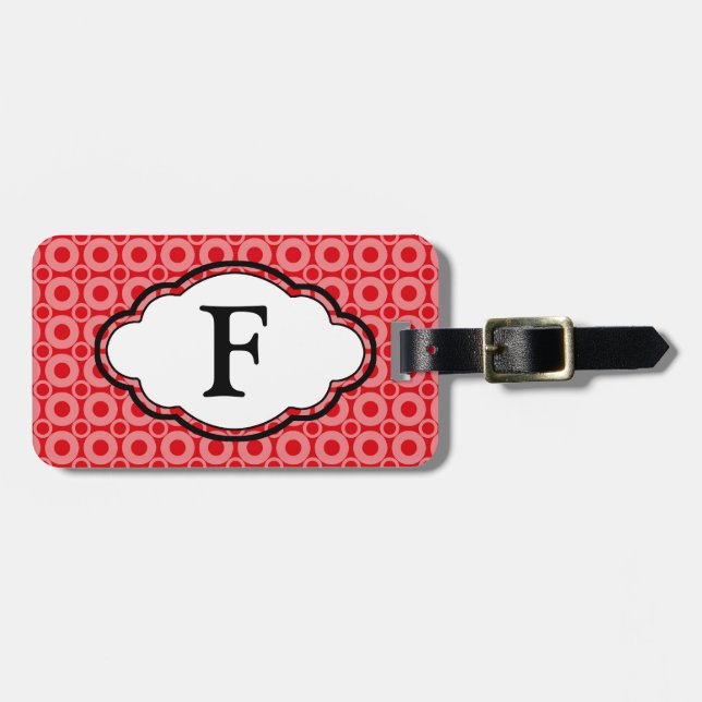 Monogram Luggage Tag - O's - Red (Front Horizontal)
