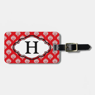Monogram Luggage Tag - Red Damask