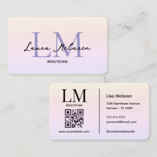 Monogram Luxe Aesthetics Pastel Hues QR Code Business Card