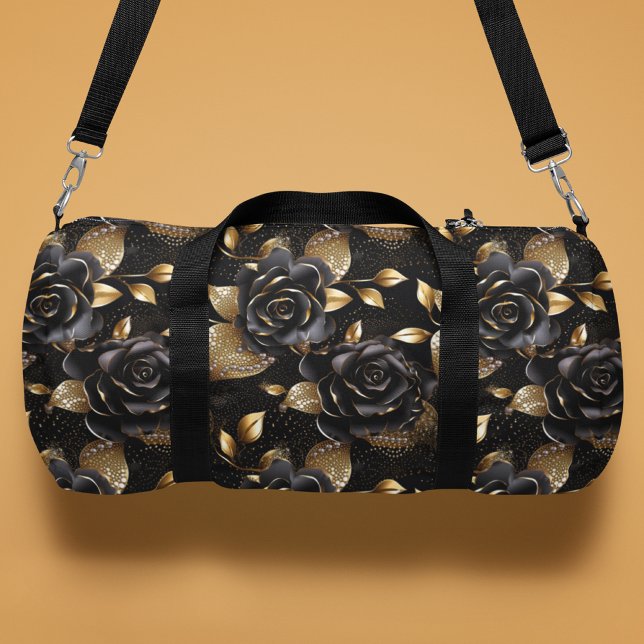 Monogram Luxury Black Rose Floral Pattern Duffle Bag (Creator Uploaded)