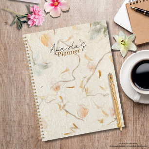 Monogram luxury earthy beautiful mulberry paper planner