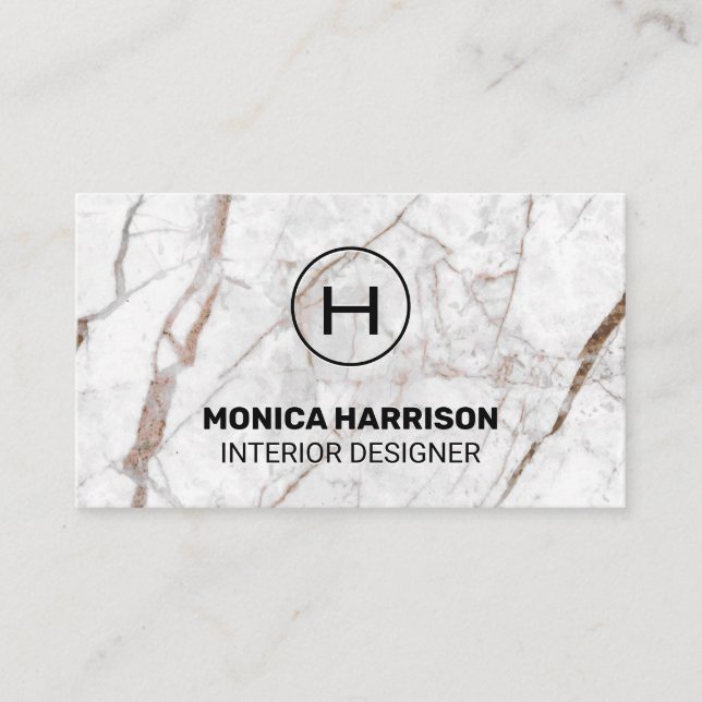 Monogram | Luxury Marble Business Card (Front)