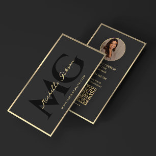 Monogram Luxury Realtor Branding Black Faux Gold Business Card