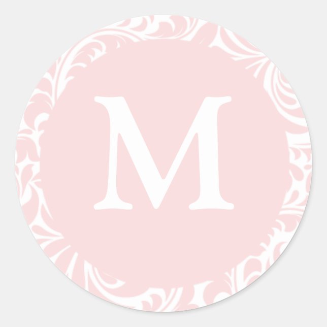 Monogram M Blush Colour Designer Invite Seals For  (Front)