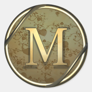 monogram_m classic round sticker
