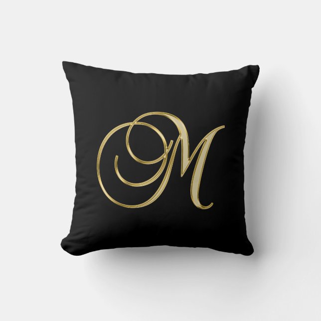 Monogram M, elegant script, Cushion (Front)