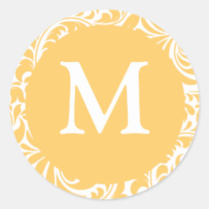 Monogram M Gold And White Wedding Favour Seals