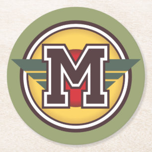 Monogram "M" Initial Round Paper Coaster