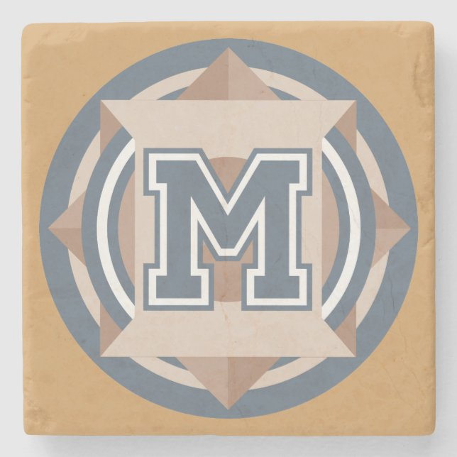 Monogram "M" Initial Stone Coaster (Front)