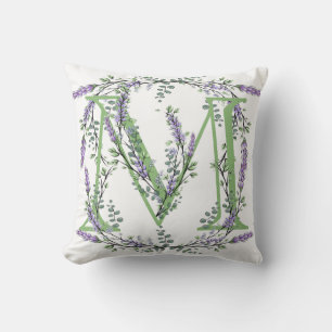 Monogram M Lavender Eucalyptus Cushion