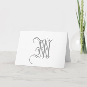 Monogram M Old English Style for Weddings Note Card