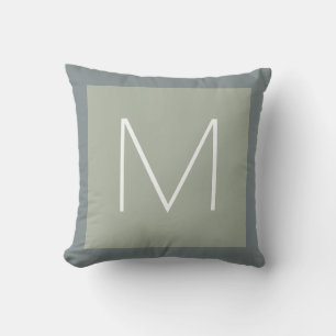 monogram M outdoor pillow with grey border