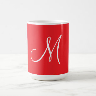 MONOGRAM M, Red and White, Coffee Mug