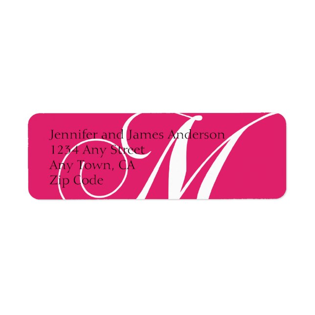Monogram M Return Address Labels Pink (Front)