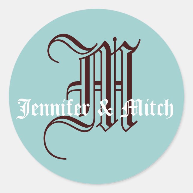 Monogram M Wedding Favour Seal (Front)