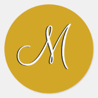 Monogram M Wedding Invitation Gold Seal